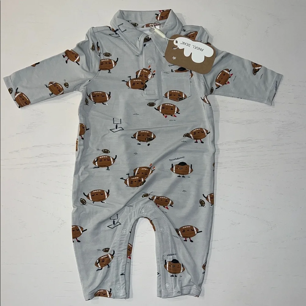 Angel Dear Polo Romper Football 0-3 6-12 18-24 months